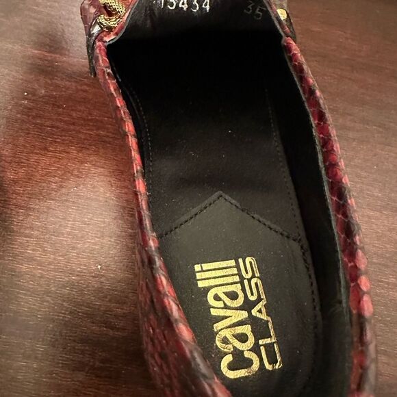 Roberto Cavalli snakeskin embossed horsebit leather slip-on loafer size EU 35 - Picture 10 of 15